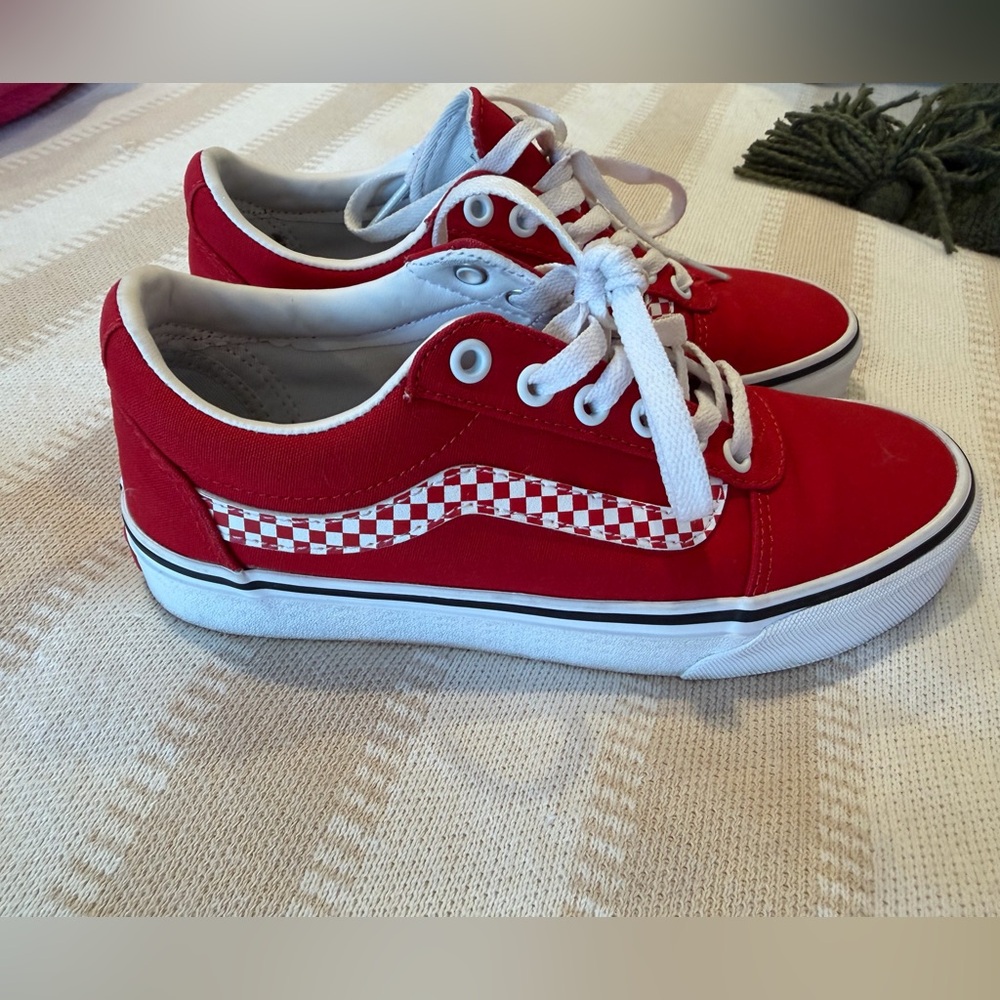 Red Canvas Sneakers with White Laces